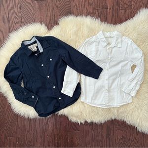 Bundle of 2 Boys Size 5/6 Long Sleeve Navy Blue & White Button Down Shirts